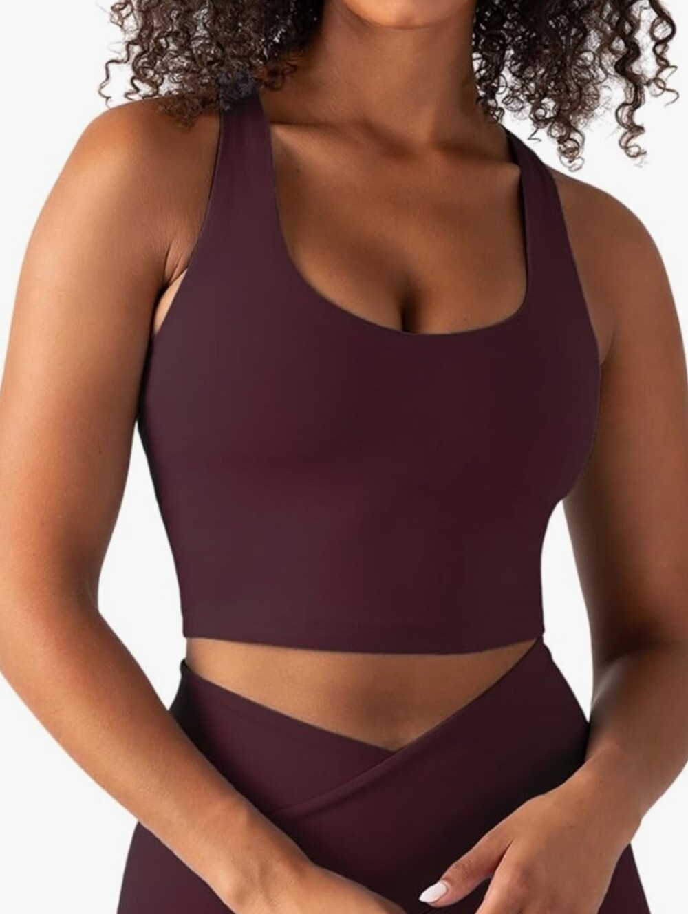 NWT Racerback Tank Top Built-in Sports Bra Low -Impact Removable Cups Burgundy S